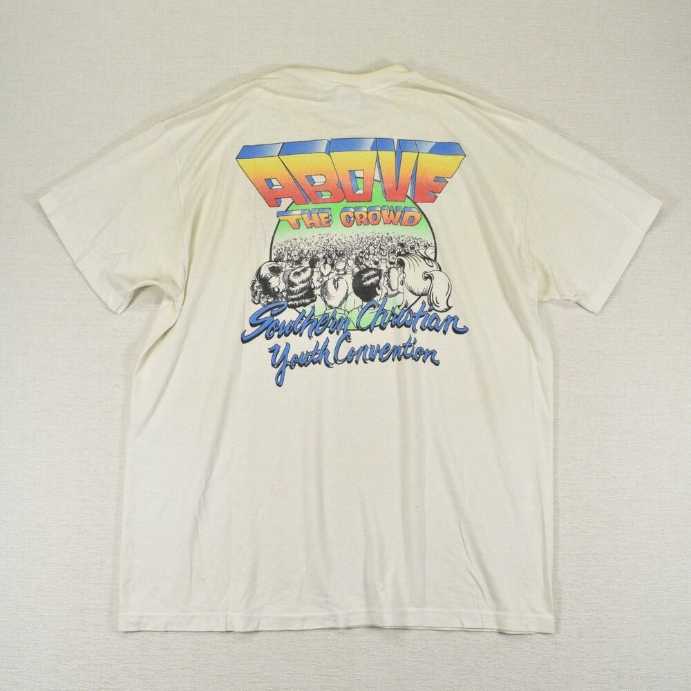 Vintage Southern Christian Youth Convention T Shirt Mens XL Cream USA Made Vtg